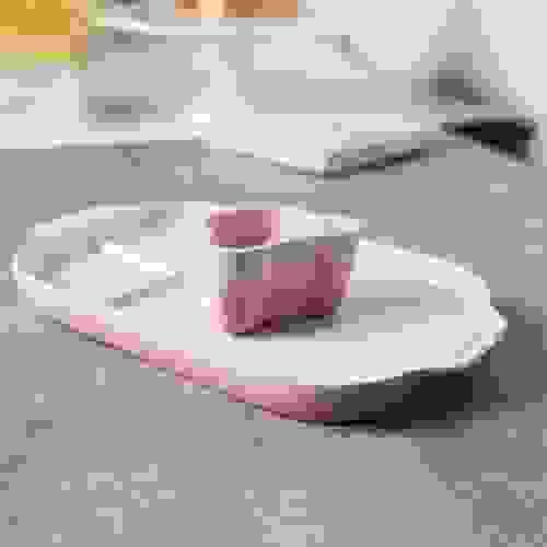 LE CREUSET 粉色熊兒童餐具組 陶瓷女孩嬰兒分隔餐盤日本正品