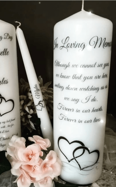 Matching memorial wedding candle