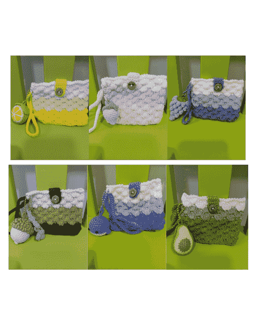 Small colorful pouch with keychain in 6 hues