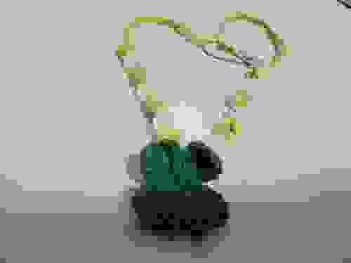 Four Leaf Clover crochet necklace with beads in green hue