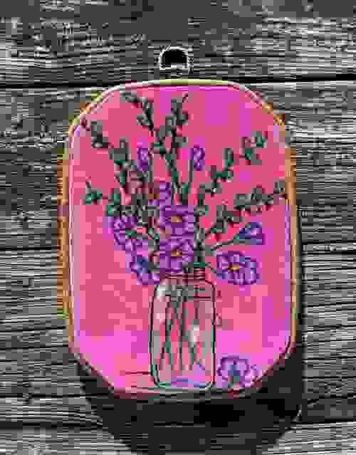 Everlasting Flower Bouquet Mixed Media Embroidery Eclectic Decor