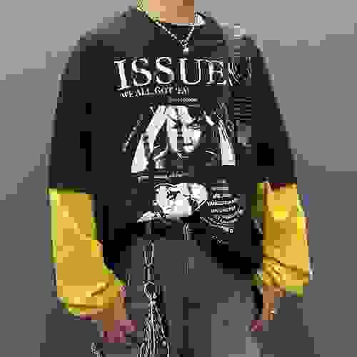啡色披口Layer Tee