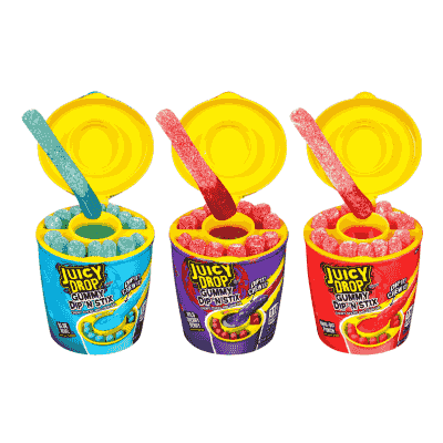 Juicy Drop Gummy Dip 'N Stix, Sweet Gummy Sticks w Sour Dipping Gel