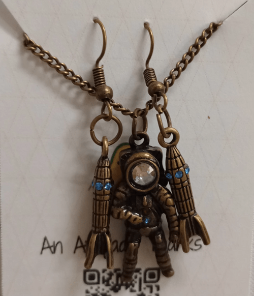 Astronaut Necklace Rocket Earrings