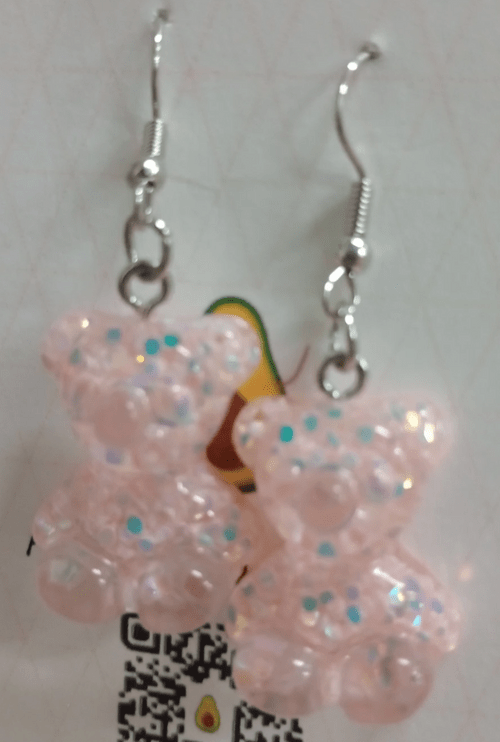 Pink Glitter Gummy Bear Earrings