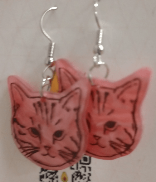 Pink Kitty Earrings