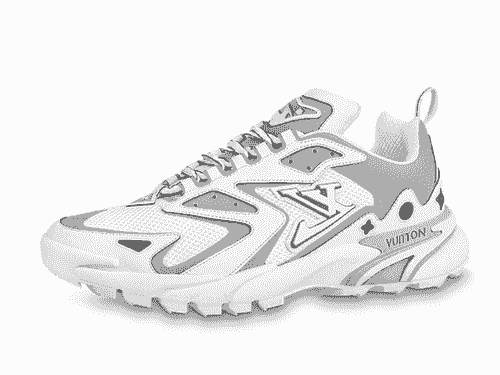 LOUIS VUITTON SNEAKER RUNNER WHITE AND GREY DETAIL