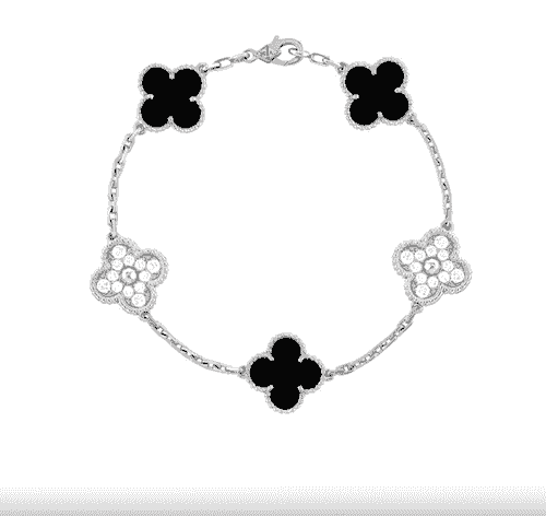 Bracelet Vintage Alhambra 5 motifs BLANC NOIR VAN CLEEF