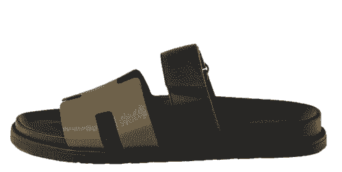 Sandales chypre en cuir Hermès KAKI ONE stripe black