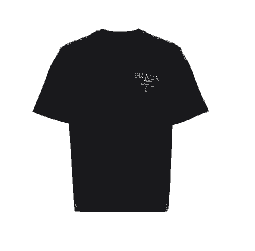 PRADA Logo-Embossed Black Cotton T-Shirt