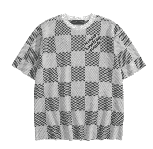 Damier Jacquard Short-Sleeved Crewneck T-shirt