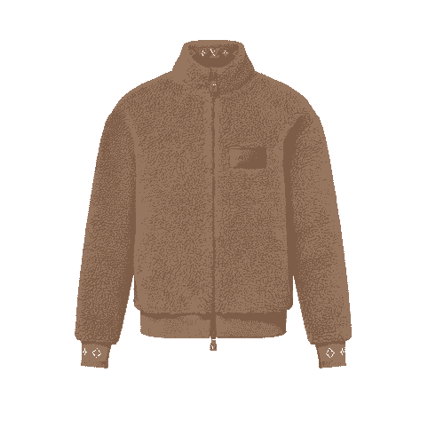LOUIS VUITTON Leather Patch Fleece Blouson BROWN
