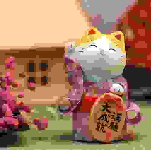 藥師窯和服招財貓 (紫色)