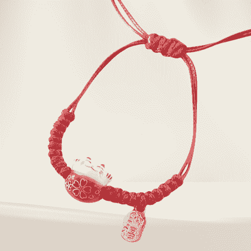 Lucky Neko Red Cord Bracelet