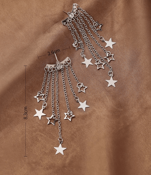 STAR SHOWERS Decor Earring Jackets Silver