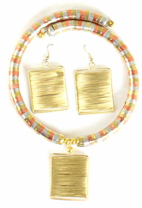 Coil choker Necklace & Earring Set