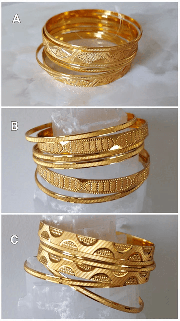 6 Pcs Stackable Bangles Set-Gold Plated