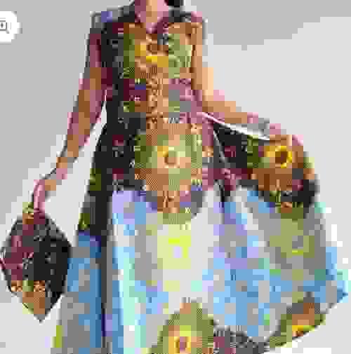 Women Long Printed Wrap Dress