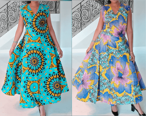 Women Long Printed Wrap Dress