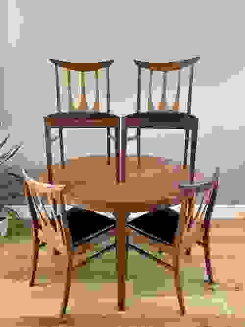 SOLD McIntosh 1960s Round Dining Table with Set of 4 G Plan Brasilia Chairs