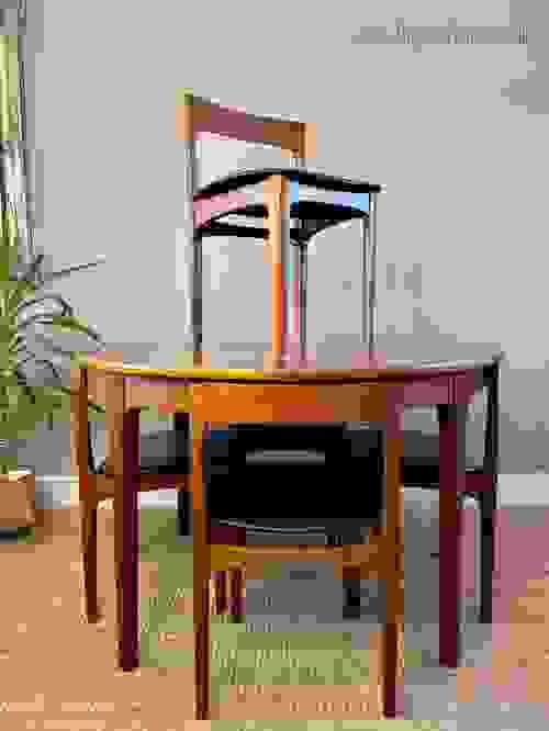 SOLD NATHAN Vintage Retro Round Extending Dining Table and Chairs, Set of 5