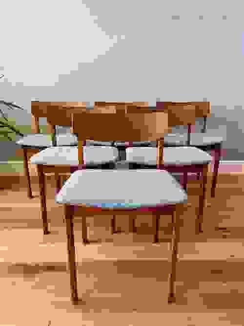 SOLD Set of 6 Veneer Curved Back 1960s Dining Chairs  