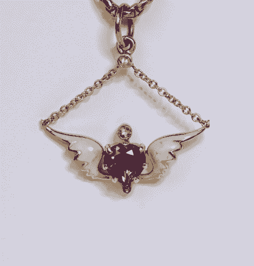 Amethyst and diamond winged heart pendant