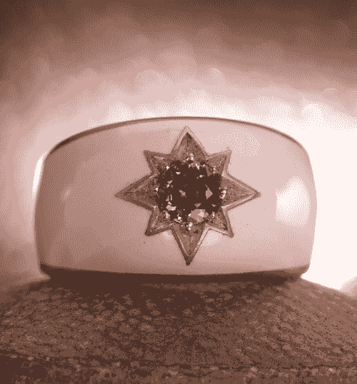Large white enamel star ring
