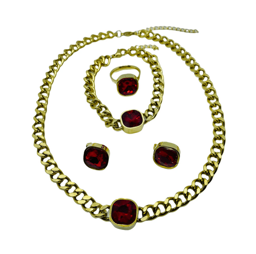 Set de cadena, pulsera ,aretes y anillo