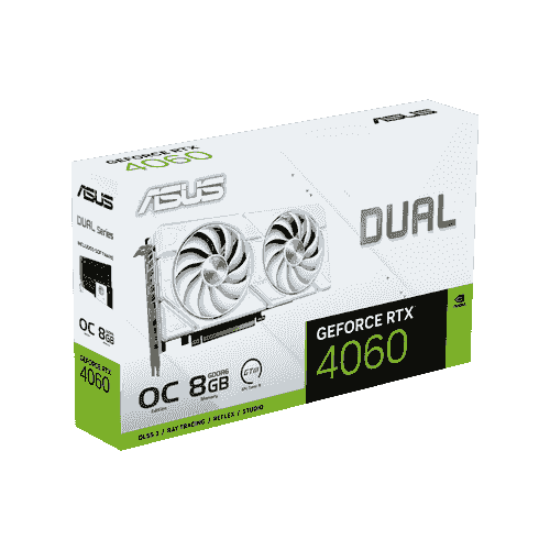 華碩 DUAL-RTX4060-O8G-EVO-WHITE(2535MHz/23cm/雙風扇/雪白版白)鋁合金背板