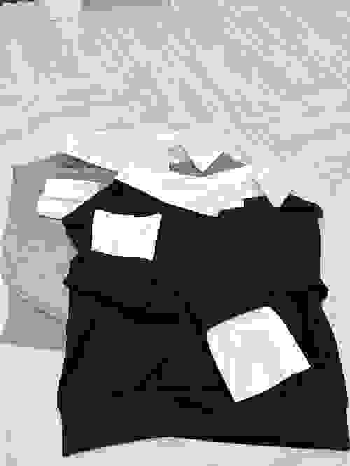 拼接假兩件式斜肩上衣