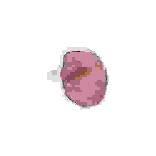 Silver Ring set with one Rough Bi-Color Tourmaline