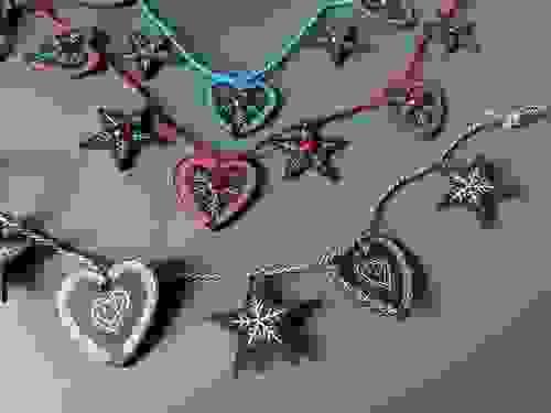 Hand Painted Hearts and Stars Garland
