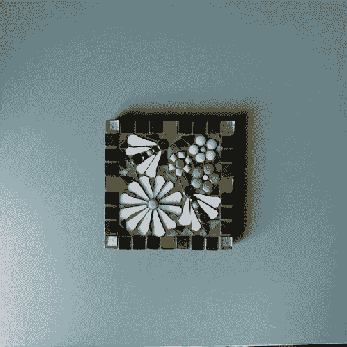 Mosaic Flowers and Bees Coaster Pastels