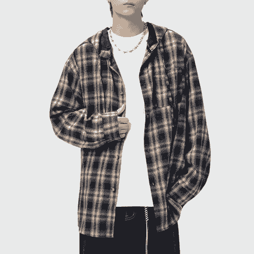 復古撞色格仔紋理 透氣連帽長袖外套 [SBO-1471]