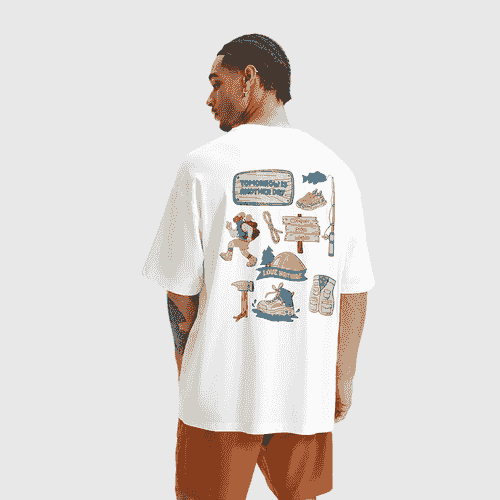 戶外釣魚裝備圖案文字印燙 短袖 T-Shirt [CBT-1273]