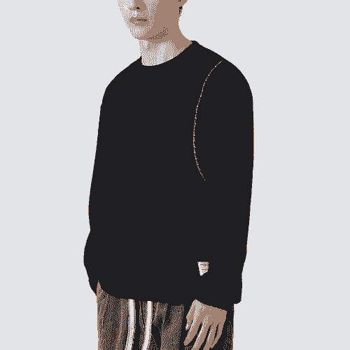 日系側明線刺繡 肌理紋理長袖 T-Shirt [CBT-1115]