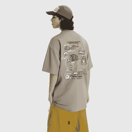 戶外登山地圖圖案文字印燙 短袖 T-Shirt [CBT-1266]