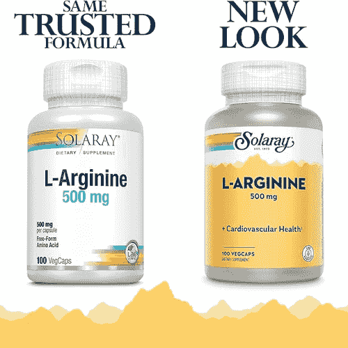 SOLARAY L-Arginine 500 mg, Nitric Oxide Supplement