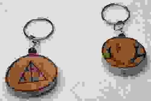 Keychains - Wooden HP Inspired with Gemstone
