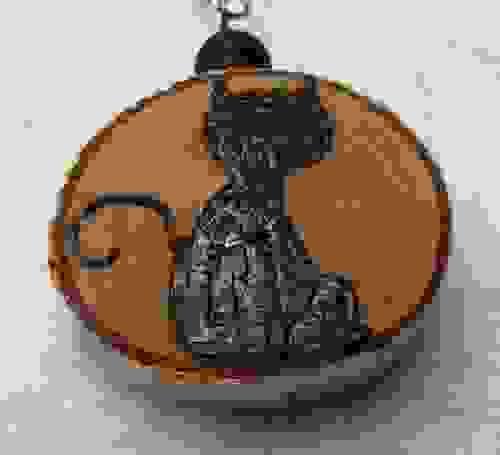 Keychains - Wooden Black Cat with Stone