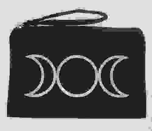 Canvas Zipper Pouch - Black Hollow Triple Moon