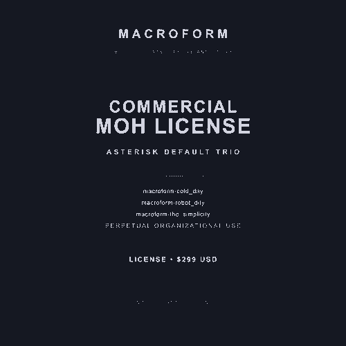 Macroform Music Commercial Phone System License (One-Time - 3 Songs)
