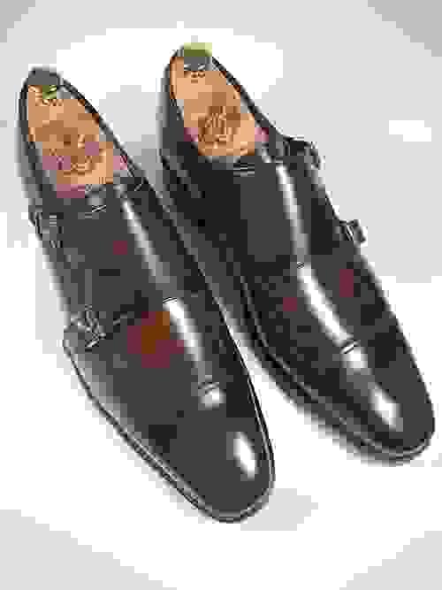 NEW: Tobacco Patina Leather Double Monk Strap 