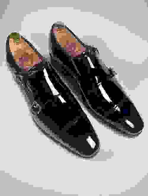 NEW: Black Patent Leather Double Monk Strap 