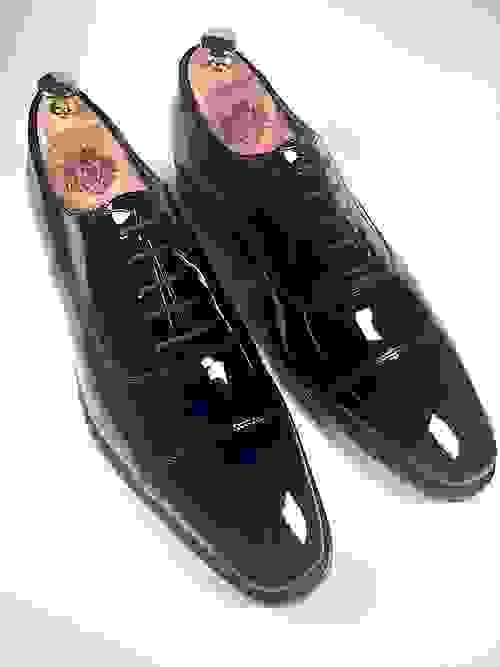 NEW: Black Patent Leather Cap Toe Oxfords 