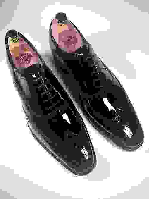 NEW: Black Patent Leather Full Brogue Wingtip Oxfords