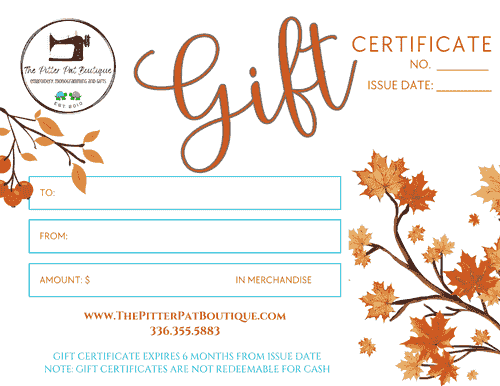*SALE*  Gift Certificate - AUTUMN 2005
