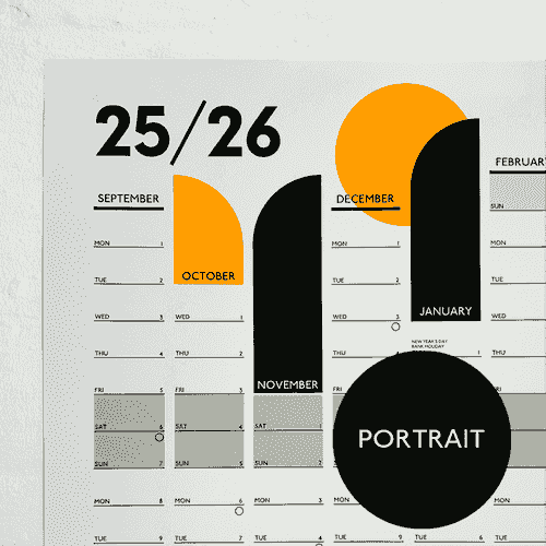 2025-26 ACADEMIC A1 PORTRAIT Wall planner - Neon