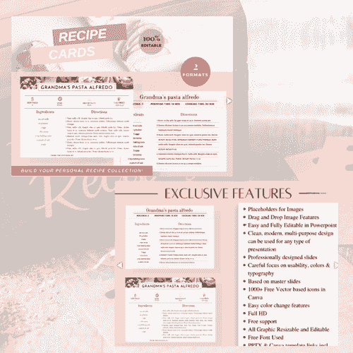 RECIPE EDITABLE CARDS